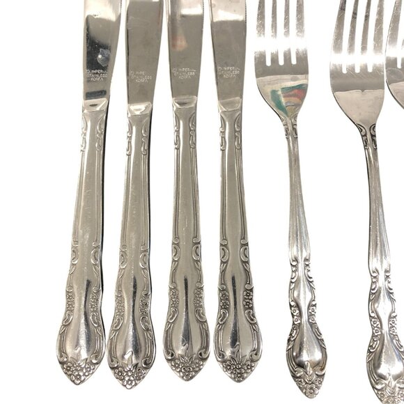 9 piece flatware Fleurette (Stainless) by IMPERIAL INTL silverware floral scroll - Picture 2 of 7